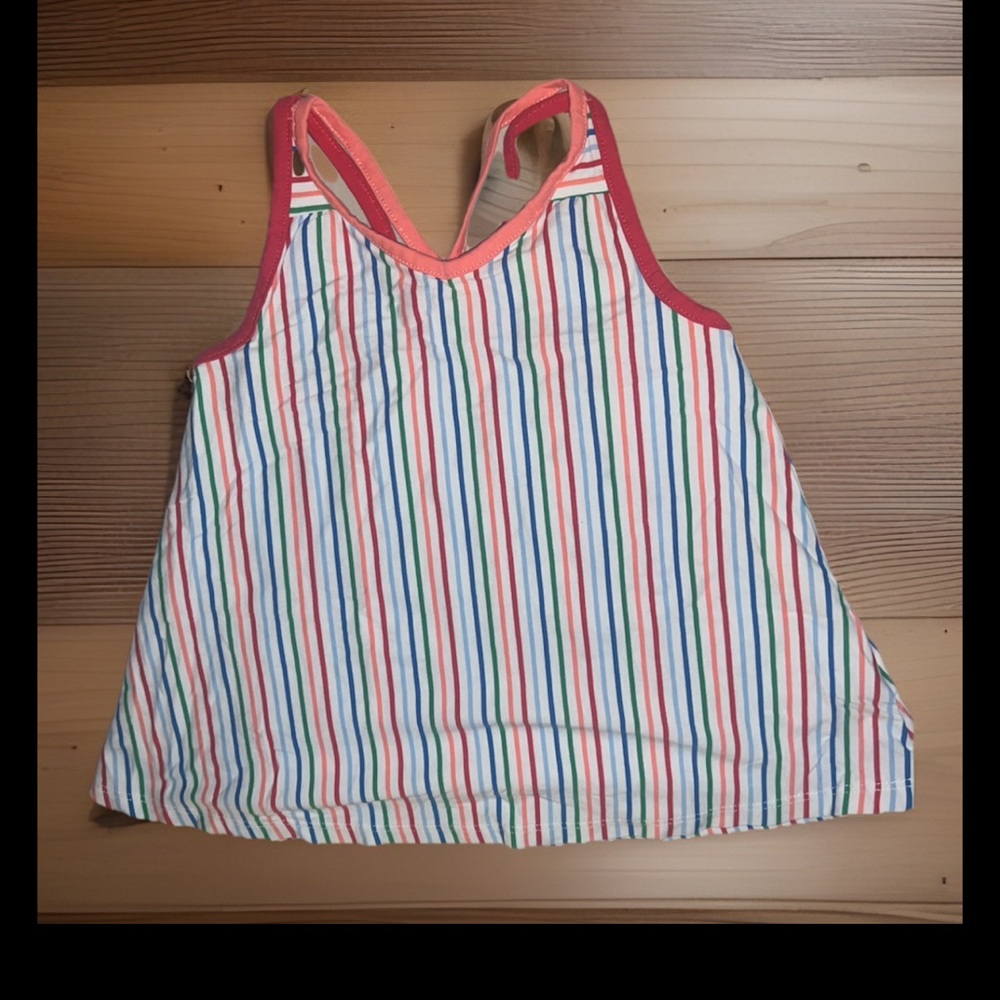 Lands End Girls' 4T Multicolor Striped Tank Top - Crisscross Back